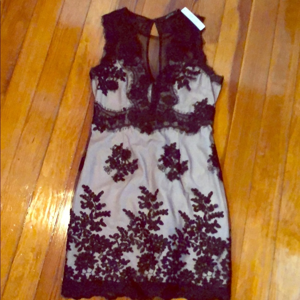 Black and pink lace dress